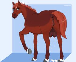 anatomically_correct anatomically_correct_pussy animal_genitalia animal_pussy anus ass blue_eyes clitoris crotchboobs destabilizer equid equine equine_pussy female female_feral feral hi_res horse lactating lactation lactation_without_expressing looking_at_viewer mammal mare milk pussy solo solo_female solo_feral