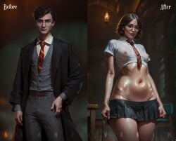 amandovakinai before_and_after harry_potter rule_63 school_uniform sexy slim_waist