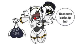 ball_gag blindfold blindfolded blindfolded_female bondage bondage_gear cum curvy curvy_figure dominant_male drool drooling femsub gag gagged gagged_female gagged_speech groping groping_breasts groping_from_behind j_(murder_drones) large_ass large_breasts male/female murder_drones n_(murder_drones) naked pussy pussy_juice sex sex_from_behind sharkwar submissive_female thick_thighs thigh_job