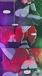 absurd_res anthro bodily_fluids breasts brother_(lore) brother_and_sister_(lore) clothed clothing comic dialogue dress duo female fish green_eyes hi_res incest_(lore) kissing lizzard_sama male male/female marine nipples rowan_(kai_the-shark) serena_(kai_the-shark) shark sibling_(lore) simple_background sister_(lore) twins_(lore)