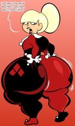 1girls ass ass_bigger_than_head ass_bigger_than_torso ass_dough ass_focus ass_grab baby_doll batman_(series) big_ass blonde_hair bottom_heavy bubble_butt clothing cosplay dc_comics denizen1414 dialogue fat_ass female female_only grabbing_own_ass hands_on_ass hands_on_own_ass harley_quinn_(classic)_(cosplay) huge_ass large_ass looking_at_ass looking_at_self looking_back mary_dahl massive_ass png shortstack talking_to_self text thick_ass thick_thighs thunder_thighs wide_hips