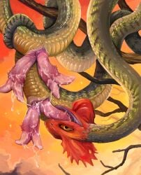 2_penises animal_genitalia animal_penis autofellatio bodily_fluids cloacal_penis crowing_crested_cobra cryptid cum cum_in_mouth cum_in_own_mouth cum_in_self cum_inside cum_on_penis downsstream_(artist) duo erection feral feral_on_feral genital_fluids genitals hemipenes hi_res intraspecies male male/male masturbation multi_genitalia multi_penis oral oral_masturbation penile penile_masturbation penis reptile scalie serpentine snake