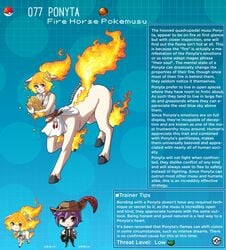 centaur creature_index english_text female hi_res humanized kinkymation nintendo oc page_77 page_number pokémon_(species) pokedex pokemon pokemon-girl_encyclopedia pokemorph pokemusu ponyta profile taur text text_box