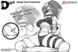 bondage bound dragon-burst female king_of_fighters leona_heidern monochrome snk tied_up