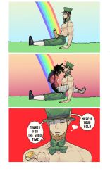 blush blush_lines bowtie bowtie_collar comic comic_page comic_panel comic_strip deep_penetration falling_on_another falling_onto_cock funny gay giving_money hearts_around_head leprechaun muscular muscular_male nohomoexpress penis penis_out rainbow shocked shocked_expression shocked_eyes shocked_face shocked_male shocked_pupils silence_(apewtato) surprise_buttsex surprise_sex surprised surprised_expression surprised_face topless unzipped_pants waiting_for_sex yaoi