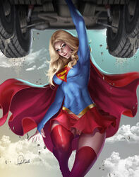 blonde_hair blue_eyes car dc dc_comics douglas_bicalho kara_danvers kara_zor-el pussy pussy_lips supergirl upskirt vagina