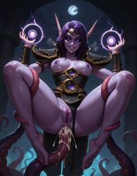1girls ai_generated anal anal_insertion anal_juice anal_sex arms_up blizzard_entertainment breasts breasts_out clothing cum cum_in_ass cum_inside cumming cumming_while_penetrating eldritch_horror elf elf_ears elf_female evil_grin evil_smile eyeshadow facial_markings feet female female_focus female_only floating functionally_nude functionally_nude_female grin headwear legs legs_apart legs_spread long_hair looking_at_viewer looking_pleasured loving_it magic necklace partially_clothed purple_body purple_eyes purple_hair purple_skin pussy shiny_skin smile smiling_at_viewer sweat sweating sweaty tentacle tentacle_in_ass tentacle_sex tentacles_around_legs thick_thighs thighs vagina vertiloart void_corruption_(warcraft) void_elf warcraft world_of_warcraft wristband xal'atath
