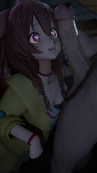 3d 3d_(artwork) big_penis blender blowjob clothed cock_on_face collar dog_ears dog_girl dog_tail drool drool_string drooling drooling_tongue heart-shaped_pupils heart_eyes hololive inugami_korone panting puppyplay tease tounge_out vtuber