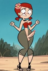 1futa 1girls about_to_cum ai_generated balls big_penis clothed flower_in_hair futanari imminent_ejaculation looking_at_own_penis looking_down open_fly penis precum red_hair solo standing testicles total_drama:_revenge_of_the_island total_drama_island twintails unzipped_pants zoey_(tdi)