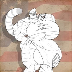 1futa american_flag big_balls big_breasts big_penis bulge furry furry_tail futanari hyper hyper_balls hyper_penis intersex moxydoxy muscles muscular muscular_futanari solo_futa