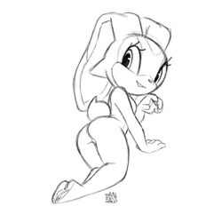 1:1 2019 anthro ass cream_the_rabbit cub female lagomorph leporid looking_back mammal monochrome nude presenting presenting_hindquarters pussy rabbit signature simple_background solo sonic_(series) white_background xylas young