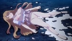 hyakkiya_tantei_jimusho_hyakkiya_hikari_no_youkai_jikenbo long_hair sleeping closed_eyes open_mouth semen screencap screenshot shoes big_breasts nipples big_boobs ushiyama_torako