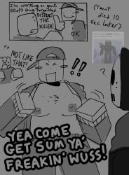 crossover die_of_death_(roblox) excited exposed_breasts flashing forsaken_(roblox) freckles male meme noob_(forsaken) popeexoxo roblox slasher_(forsaken) tagme taunt_(die_of_death) text transgender_male xd