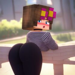 ai_generated beautiful bent bent_legs big_ass big_breasts highres jenny_belle_(slipperyt) minecraft round_ass round_butt