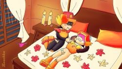 bed bedroom brawl_stars hi_res high_resolution highres incest larry_(brawl_stars) lawrie_(brawl_stars) machine robot romantic romantic_couple tagme twincest