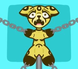 4_missing_limbs abdominal_impalement amputee anthro anthro_penetrated bondage bound brown_eyes chained chains chest_scar cougar debreasted disability fangs felid feline female female_penetrated forced fur gasp genitals impalement mammal penetration quadruple_amputee scar screaming solo stomach_bulge suspension suspension_bondage tan_body tan_fur teeth vaginal_impalement vaginal_penetration whisperwell