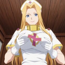 1girls ai_generated blonde_hair blue_eyes breasts female grabbing grabbing_own_breast large_breasts looking_at_viewer mint_adenade mp4 namco nurse_cap nurse_uniform shorter_than_10_seconds smile solo solo_female tagme tales_of_(series) tales_of_phantasia video