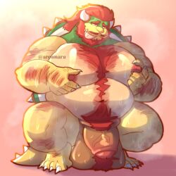 1boy anthro arcomaru arm_hair artist_name balls beard belly big_balls big_belly body_hair bowser chest_hair claws daddy dilf enormous_balls enormous_penis facial_hair fat fat_belly fat_male furry furry_male furry_only gay genitals gigantic_balls gigantic_penis hair horns huge_balls huge_cock koopa large_balls large_penis male male_nipples male_only mario_(series) mature mature_anthro mature_male musk musk_clouds nintendo nipple_tweak nipples obese obese_anthro obese_male overweight overweight_anthro overweight_male penis pubic_hair red_hair reptile scalie shell spiked_shell spikes spikes_(anatomy) sweat tail tongue tongue_out yellow_skin