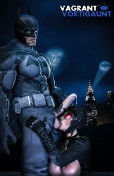 1boy 1boy1girl 1girls 3d batman batman:_arkham_knight batman_(series) breasts bruce_wayne catwoman cityscape cock_worship cum dc dc_comics garry's_mod genitals gloved_handjob goggles handjob masked night nipples oral partially_clothed penis selina_kyle straight sucking_balls superhero vagrantvortigaunt