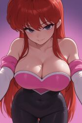 ai_generated breasts_focus huge_breasts huge_cleavage ranma-chan ranma_1/2 ranma_saotome rouge_the_bat rouge_the_bat_(cosplay) sexy_pose