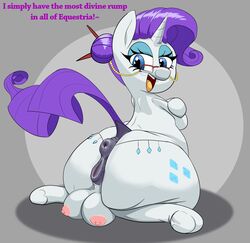 absurd_res anus arched_back ass big_butt blue_eyes crotchboobs equid equine female friendship_is_magic hi_res horn horse mammal my_little_pony parumpi pony puffy_anus raised_tail rarity_(mlp) tongue unicorn