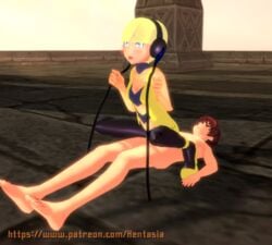 1boy 1girls 3d ahe_gao blonde_hair blue_eyes clothed elesa_(pokemon) elesa_(pokemon_bw) female game_cg heels hentasia human male nintendo nude on_top pantyhose pokemon pokemon_bw sex short_hair squatting straight text url watermark