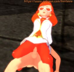 1boy 1girls 3d ass clothed earrings female game_cg heels hentasia human jacket male nintendo nude on_top orange_hair pantyhose penis pokemon pokemon_xy red-tinted_eyewear red_hair sex straight sunglasses team_flare team_flare_admin text tinted_eyewear url watermark