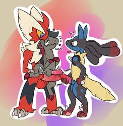 2019 3boys alternate_color avian bird blaziken blue_eyes canine checker claws erection feral fur group group_sex hair hi_res large_penis lechecker lucario male male_only mammal mega_blaziken mega_evolution mega_lucario nintendo nude original_character penis pokemon pokemon_(species) pokemon_bw pokemon_dppt pokemon_oras pokemon_rse pokemon_xy sex simple_background size_difference smile testicles text threesome toe_claws toes trembling video_games zoroark