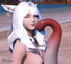 1girls big_breasts breasts female final_fantasy miqo'te syn tentacle