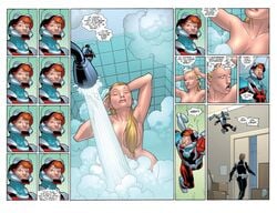 ant-man blonde_hair breasts breasts_apart carol_danvers comic cory_walker english english_text eric_o'grady helmet long_hair marvel marvel_comics micro ms._marvel ms._marvel_(carol_danvers) naked nude official_art orange_hair redhead showering smile smug spying thought_bubble val_staples voyeur voyeurism water wet wet_hair