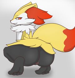 1girls 3_toes anal anthro anthrofied anus ass back big_ass big_ears black_fur braixen canine eye_contact feet female female_only fox furry grey_background half-closed_eyes hi_res large_ass looking_at_viewer looking_back mammal nintendo nude orange_eyes orange_fur pokémon_(species) pokemon pokemon_(species) pokemon_xy simple_background smile soles squatting tail thick_thighs toes tonytoran video_games white_fur wide_hips yellow_fur