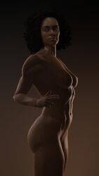 1girls 3d abs african african_female areolae breasts dark-skinned_female dark_skin female female_only nadine_ross nipples nude sfmporn_(artist) solo source_filmmaker uncharted