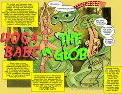 blob blonde comic english english_text female goo goo_creature leg_warmers monster naked nude ponytail rape slid slime_monster stripped vaginal yoga