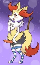 11natrium 1boy 2019 3_fingers animal_genitalia animal_penis anthro anthrofied ass big_ears big_penis black_fur blue_thighhighs blush braixen canine canine_penis clothing dipstick_tail erection feet femboy fur furry girly hi_res inner_ear_fluff knot legwear looking_at_viewer male male_only mammal mostly_nude multicolored_fur multicolored_tail nintendo no_nipples nude open_mouth orange_eyes orange_fur original_character paws penis pokémon_(species) pokemon pokemon_(species) pokemon_xy purple_background signature simple_background socks solo standing stick striped_thighhighs tail testicles text thick_thighs thighhighs tongue tuft veins veiny_penis video_games watermark white_fur wide_hips yellow_fur