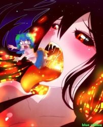 black_hole blue-willow earth-chan full_color giantess gravity m87_black_hole open_mouth tongue_out vore