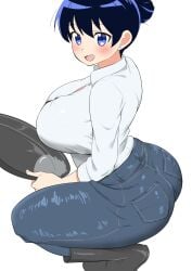 1girls arato_nagi ass big_ass big_breasts black_boots black_hair blue_eyes blue_jeans blush boots breasts clothed clothed_female collared_shirt curvaceous curvaceous_female curvy curvy_female denim denim_jeans earrings hair_bun highres holding_object huge_ass huge_breasts imiin large_ass large_breasts light-skinned_female light_skin long_sleeves looking_at_viewer nagi_arato open_mouth ruri_no_houseki ruri_rocks simple_background smile solo solo_female squatting squatting_position stud_earrings taut_clothes thick_thighs thighs three-quarter_sleeves tied_hair voluptuous voluptuous_female water white_background white_collared_shirt wide_hips