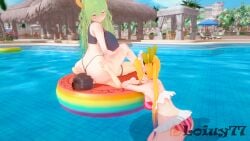 1boy2girls 2girls 2girls1boy anime anime_girl ass_on_face ass_sniff ass_sniffing bikini dragon_girl dragon_girls dragon_maid facesit facesitting femdom koikatsu loiuy77 lucoa lucoa_(maidragon) miss_kobayashi's_dragon_maid pool poolside sitting_on_face smothering smothering_ass summer tohru_(dragon_maid)