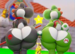 2boys ass big_ass big_butt black_yoshi bubble_ass bubble_butt doommusk fat_ass fat_butt gigantic_ass gigantic_butt green_yoshi huge_ass huge_butt lakitu large_ass large_butt male male_only mario_(series) super_mario_64 thick_ass thick_butt yoshi