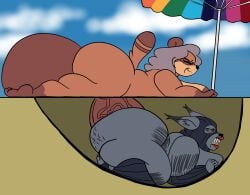 2025 absurd_res annoyed anthro areola armwear ass balaclava balls beak belly big_balls big_breasts big_butt big_penis breast_squish breasts brown_body brown_penis brown_skin canid canine cellulite clothing colored digital_drawing_(artwork) digital_media_(artwork) domestic_cat duo elbow_gloves elderly elderly_anthro elderly_gynomorph elderly_intersex fanny_mcphee felid feline felis fingers flat_colors footwear fur genitals glory_hole gloves grey_body grey_fur grey_hair grey_skin grey_stripes gynomorph hair handwear headgear headwear hi_res huge_balls huge_butt huge_cock huge_hips huge_thighs hybrid hyper hyper_balls hyper_genitalia hyper_penetration hyper_penis intersex junko_gamou_(grannybase) knee_highs knee_socks kneeling leggings legwear looking_pleasured lying lynx mammal mask mask_only mature_anthro nipples nude obscured_penetration on_front on_top_of outside outside_sex overweight pain penetration penile penis raccoon_dog raised_tail sex short_stack simple_background smile smug socks squish stealth_sex striped_body stripes tail tanuki teeth thick_penis thick_thighs tufted_ears umbrella underground vein veiny_penis wide_hips wide_penis wrinkles zeros_dick