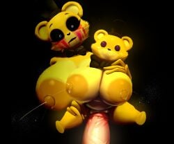 2024 :3 absurd_res animatronic anthro areola bear big_breasts big_nipples biped black_background black_sclera bodily_fluids bow_tie breasts clothing dibujosv12 digital_drawing_(artwork) digital_media_(artwork) disembodied_penis eyebrows eyelashes facial_markings facial_tuft feet female female_penetrated fingers five_nights_at_freddy's front_view fur genitals golden_freddy_(fnaf) group hand_on_breast hand_on_leg hat head_markings headgear headwear hi_res huge_breasts lactating looking_at_viewer machine male male/female male_penetrating male_penetrating_female mammal markings monotone_body mostly_nude nipples penetration penile penile_penetration penis robot scottgames sex simple_background size_difference trio tuft vein veiny_penis yellow_body yellow_ears