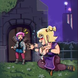 1boy 2girls background big_breasts black_eyes blonde_female blonde_hair blue_hair blush blushing boots breast_expansion breasts_expansion brown_hair cheating city city_background clothed_female clothed_female_nude_male clothes cuckold cuckquean cum cum_on_breasts digital_art female flowers half_ninja kimono lactating lactation lactation_through_clothes lesbian_gets_dicked lesbian_with_male looseendmoose male male/female mini_person movement_lines netflix ninja ninja_girl pink_hair ramona_flowers roxanne_richter scott_pilgrim scott_pilgrim_takes_off scott_w_pilgrim short_hair sweat sweatdrop white_girl white_skin