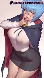 1girls 2025 ai_generated artist_name black_cape black_hoodie blue_hair breasts bust cape chest cloak covered_nipples electroworld female glasses hi_res high_quality high_resolution highres hood hood_down hooded_cloak hoodie huge_boobs huge_breasts looking_at_viewer massive_boobs massive_breasts patreon patreon_username red_cape see-through semi-rimless_eyewear short_hair skirt solo stable_diffusion tabitha thighs tongue tongue_out under-rim_eyewear watermark zero_no_tsukaima