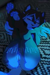 anthro anus ass big_butt biped blinking blush breasts butt_grab butt_squish female freeedon genitals hand_on_butt hand_on_own_butt innie_vulva leg_markings legs_together legs_up licking licking_lips looking_at_viewer lying markings nipples nude nude_anthro nude_female on_back pawpads paws presenting presenting_vulva seductive solo spread_legs spreading squish tagme tail teeth thick_thighs tongue tongue_out video vulva wide_hips womb_tattoo