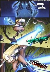 battle chapter_1 comic dodge elf elf_female energy_beam er_cursed_adventures er_writer explosion fight fighter fighting goblin goblin_female mage magic magic_user myori naked naked_female page_18 plot selene selene_the_goblin sorceress spell spellcaster spellcasting sword