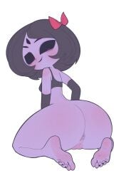 2025 5_eyes 5_toes absurd_res accessory animal_humanoid anus arachnid arachnid_humanoid armwear arthropod arthropod_humanoid ass barefoot big_butt black_armwear black_bra black_clothing black_elbow_gloves black_gloves black_hair black_handwear black_nails black_sclera black_toenails black_underwear bottomless bottomless_female bottomless_humanoid bow_ribbon bra breasts clothed clothing colored_nails colored_toenails digital_media_(artwork) elbow_gloves feet female female_humanoid genitals gloves hair hair_accessory hair_ribbon hairbow handwear hi_res hss_dada humanoid humanoid_genitalia humanoid_vulva innie_vulva kneeling looking_back looking_down medium_breasts muffet multi_eye nails purple_anus purple_body purple_butt purple_eyes purple_skin purple_vulva pussy red_hair_bow ribbons simple_background smile soles solo spider_humanoid thick_thighs toenails toes undertale undertale_(series) underwear vulva white_background wide_hipped_female wide_hipped_humanoid wide_hips