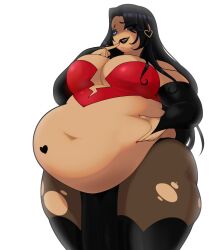 artist_request belly belly_fat belly_fetish belly_focus belly_grab belly_overhang big_belly double_chin exposed_fat_belly fat fat_belly fat_female fat_fetish fat_thighs female female_focus female_only looking_at_viewer low-angle_view morbidly_obese_female obese overweight_female ripped_clothing ripped_leggings seductive_look tattoo