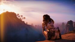 1girls 3d aloy ass faith103 female female_only game_screenshot horizon_zero_dawn mod sitting solo