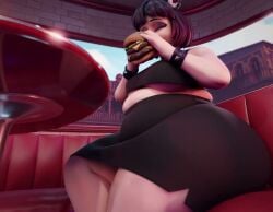 1girls 3d animated ass bbw belch belly belly_button belly_expansion belly_overhang big_ass big_belly big_breasts black_hair bleching bottom_heavy breasts burger burp burping cat_ears choker clothed clothing curvy dialogue eating eyeshadow fat_rolls female female_only food huge_ass large_ass large_breasts love_handles luna_(shubijubi) moaning nail_polish navel obese obese_female overweight overweight_female piercing ripped_clothing shorter_than_30_seconds shubijubi sitting sound ssbbw stomach_noises tagme talking thick_thighs video voice_acted wardrobe_malfunction weight_gain wide_hips