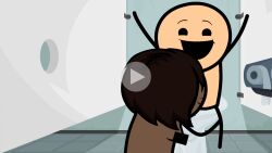 accurate_art_style bathroom bathroom_stall blowjob censor_bar censored cyanide_and_happiness dark-skinned_female ebony fellatio female light-skinned_male male naked no_clothes official_art race_edit race_swap sitting_on_toilet tagme toilet