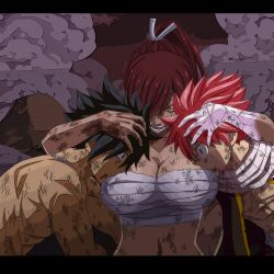 anime_style big_breasts commission erza_scarlet fairy_tail gray_fullbuster kozureokami20 manga_page natsu_dragneel